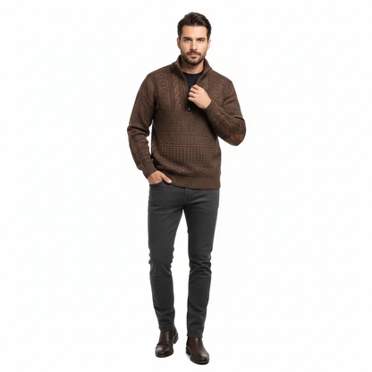 Pull Homme Coton Doux Zippé Taille Classique