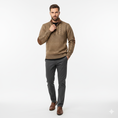 Pull Homme Coton Doux Zippé Taille Classique