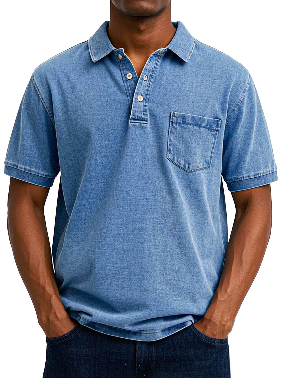 Chemise Polo Vintage Homme avec Pochette poitrine - Style Décontracté - BerlinGlamour