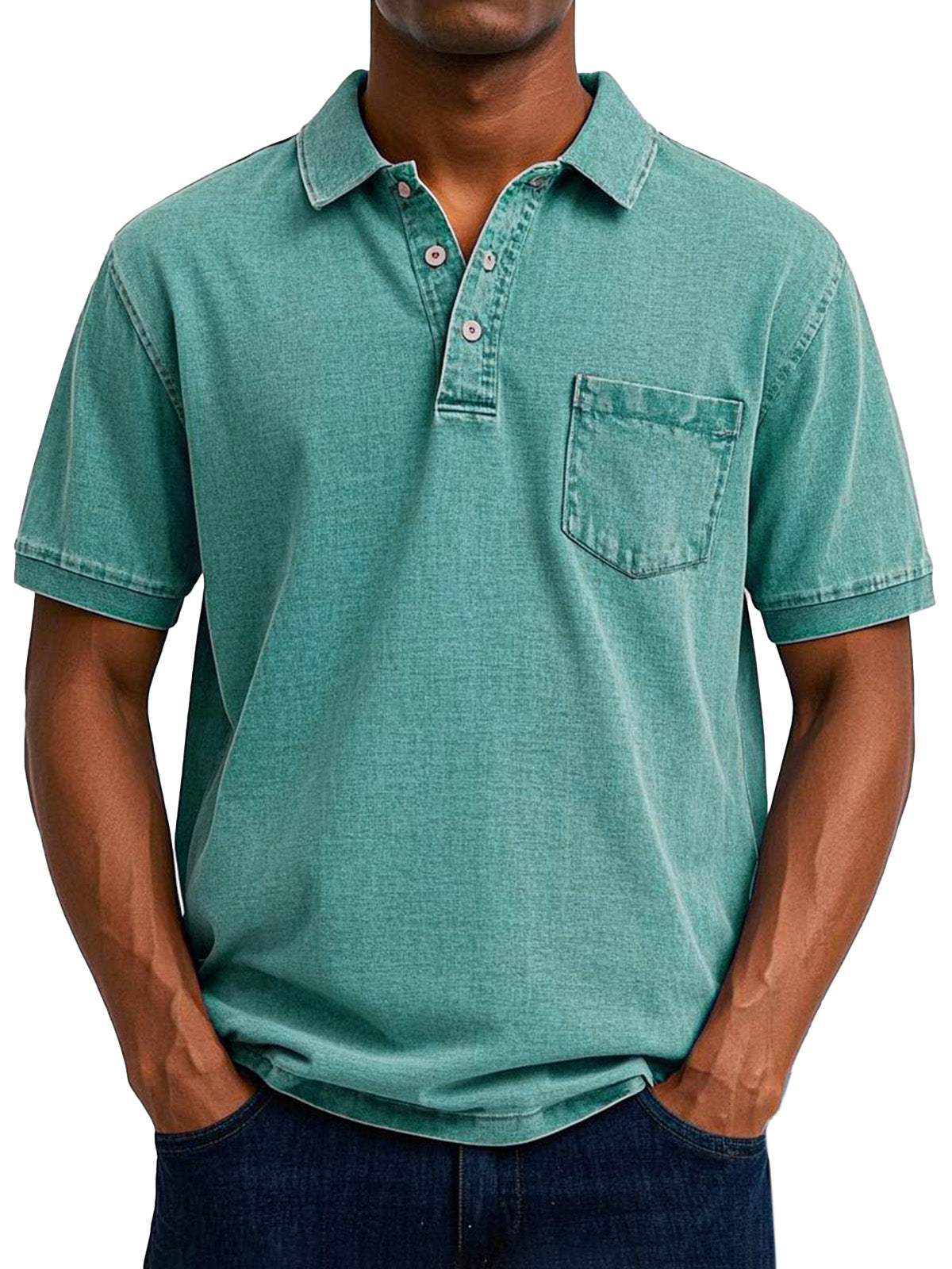 Chemise Polo Vintage Homme avec Pochette poitrine - Style Décontracté