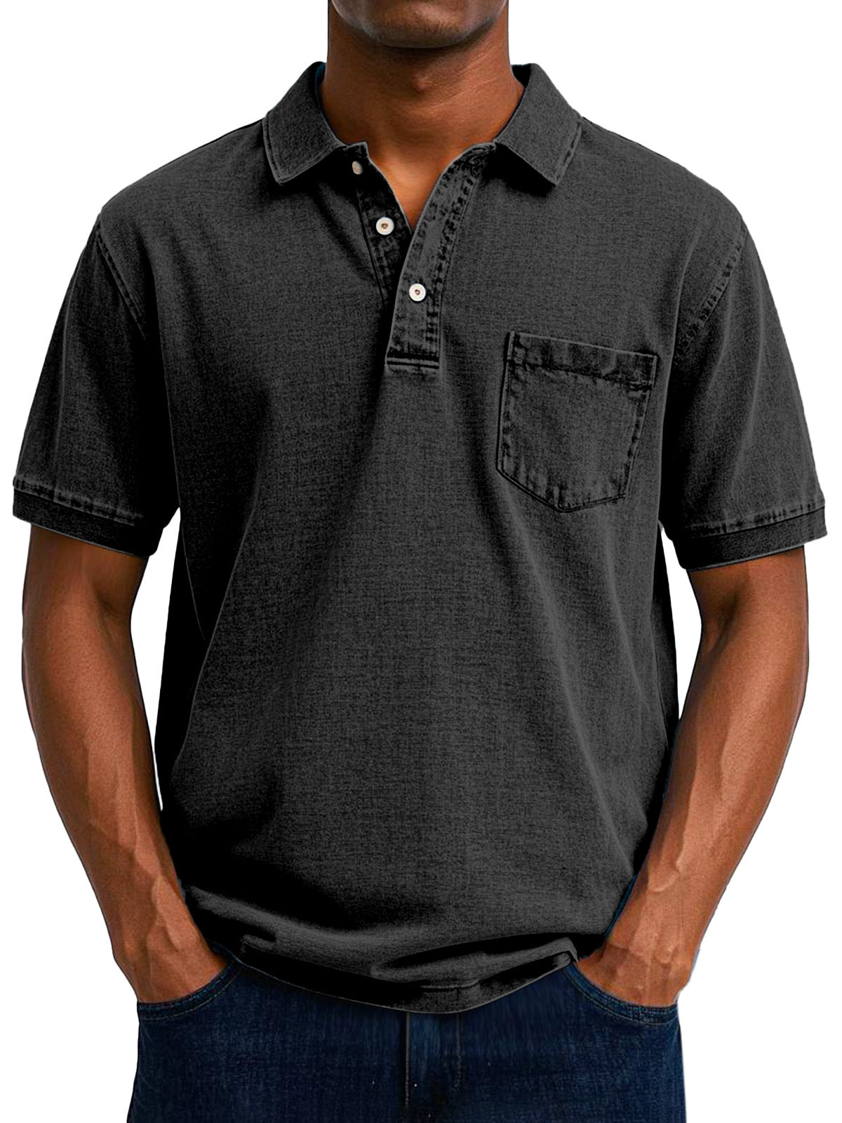 Chemise Polo Vintage Homme avec Pochette poitrine - Style Décontracté