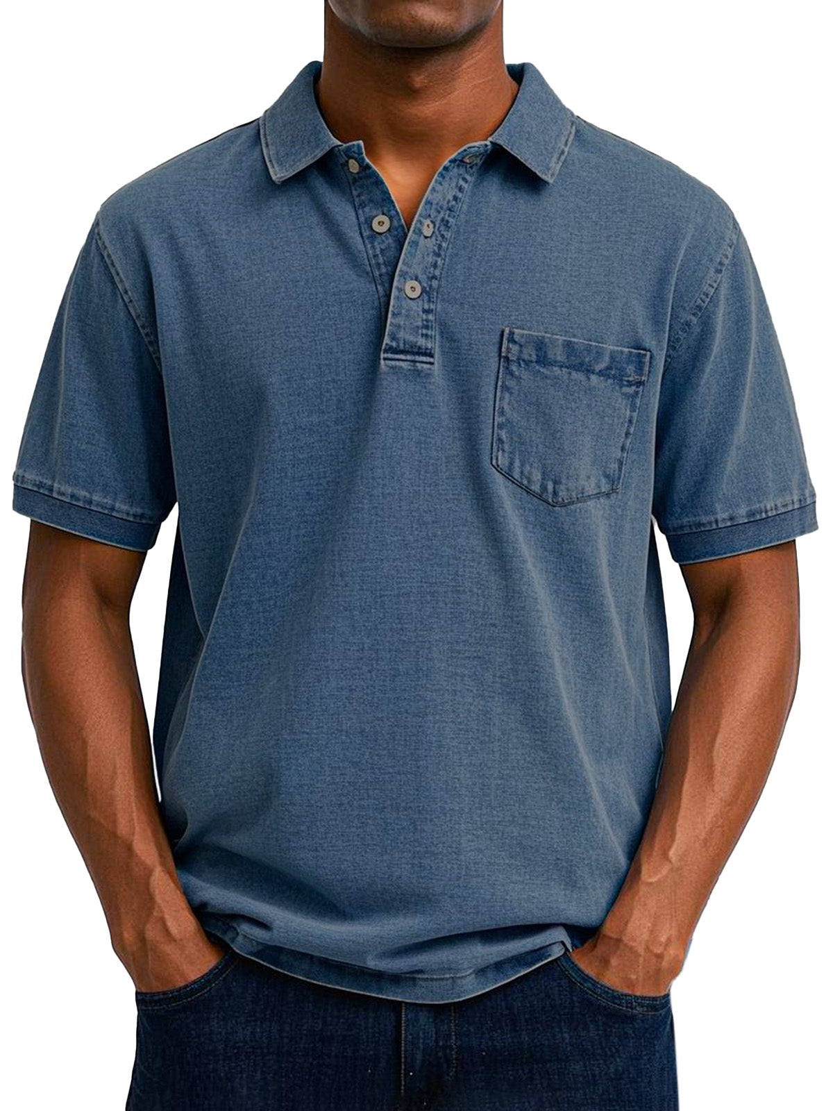 Chemise Polo Vintage Homme avec Pochette poitrine - Style Décontracté