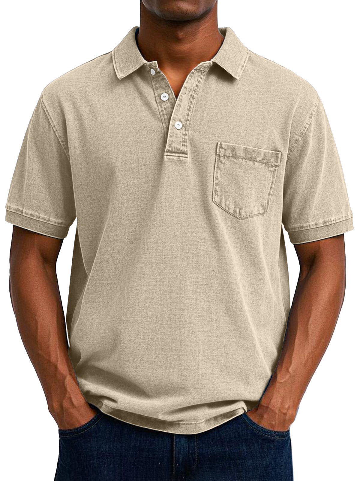 Chemise Polo Vintage Homme avec Pochette poitrine - Style Décontracté