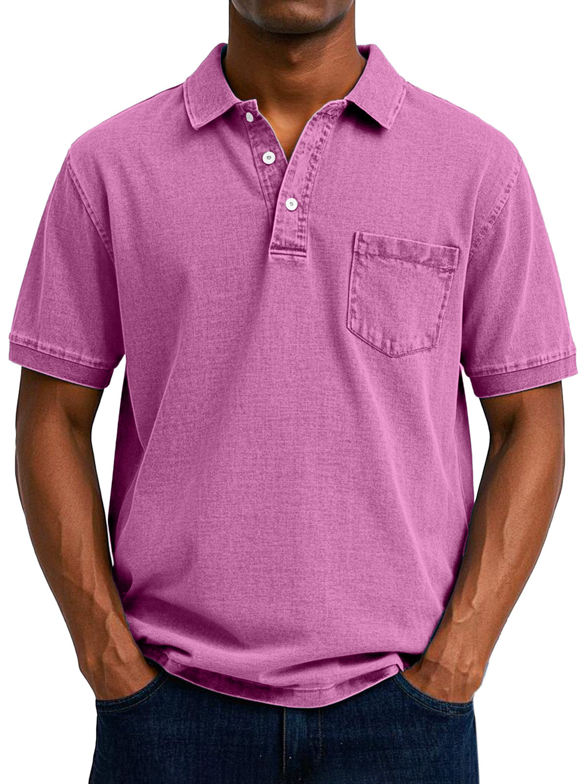 Chemise Polo Vintage Homme avec Pochette poitrine - Style Décontracté