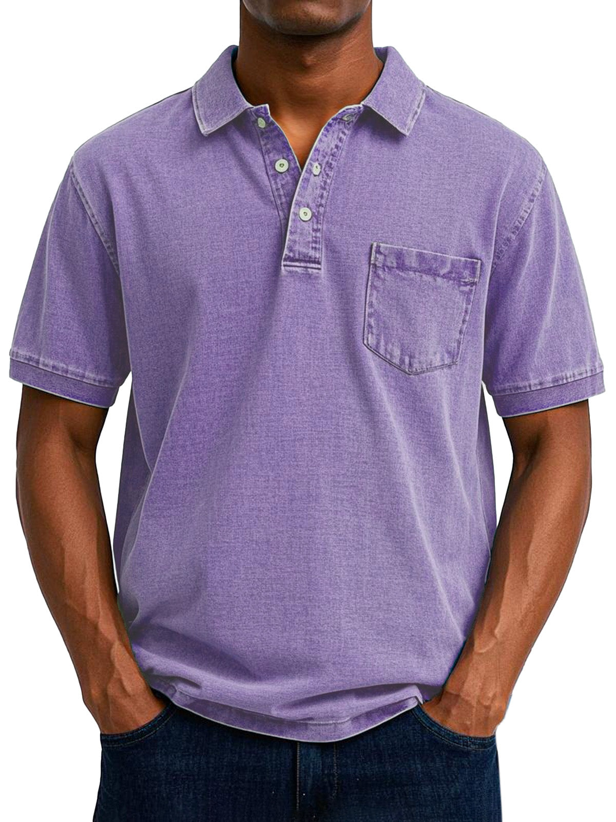 Chemise Polo Vintage Homme avec Pochette poitrine - Style Décontracté