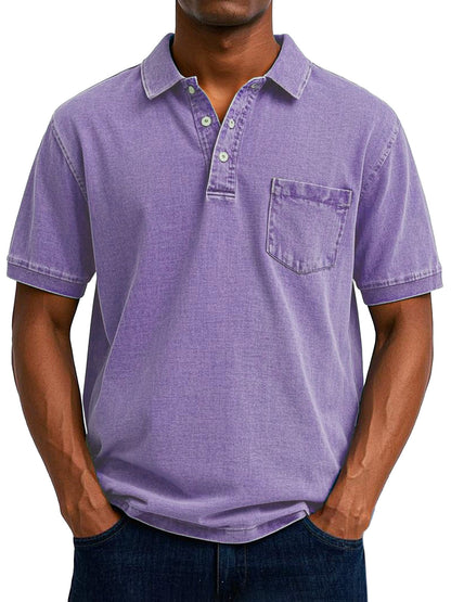 Chemise Polo Vintage Homme avec Pochette poitrine - Style Décontracté