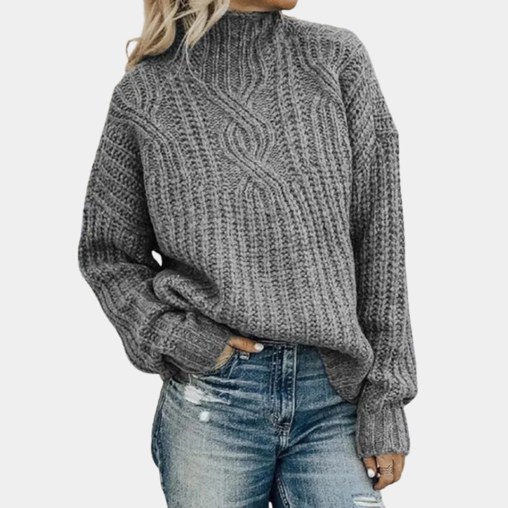 Pull Femme Col Montant Chaud et Élégant pour Hiver