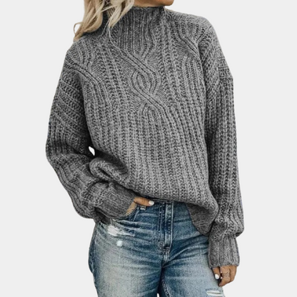Pull Femme Col Montant Chaud et Élégant pour Hiver