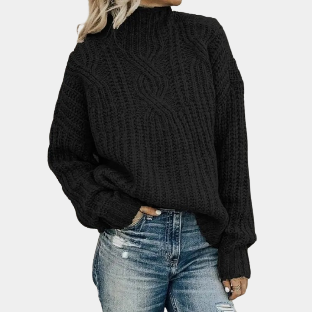 Pull Femme Col Montant Chaud et Élégant pour Hiver