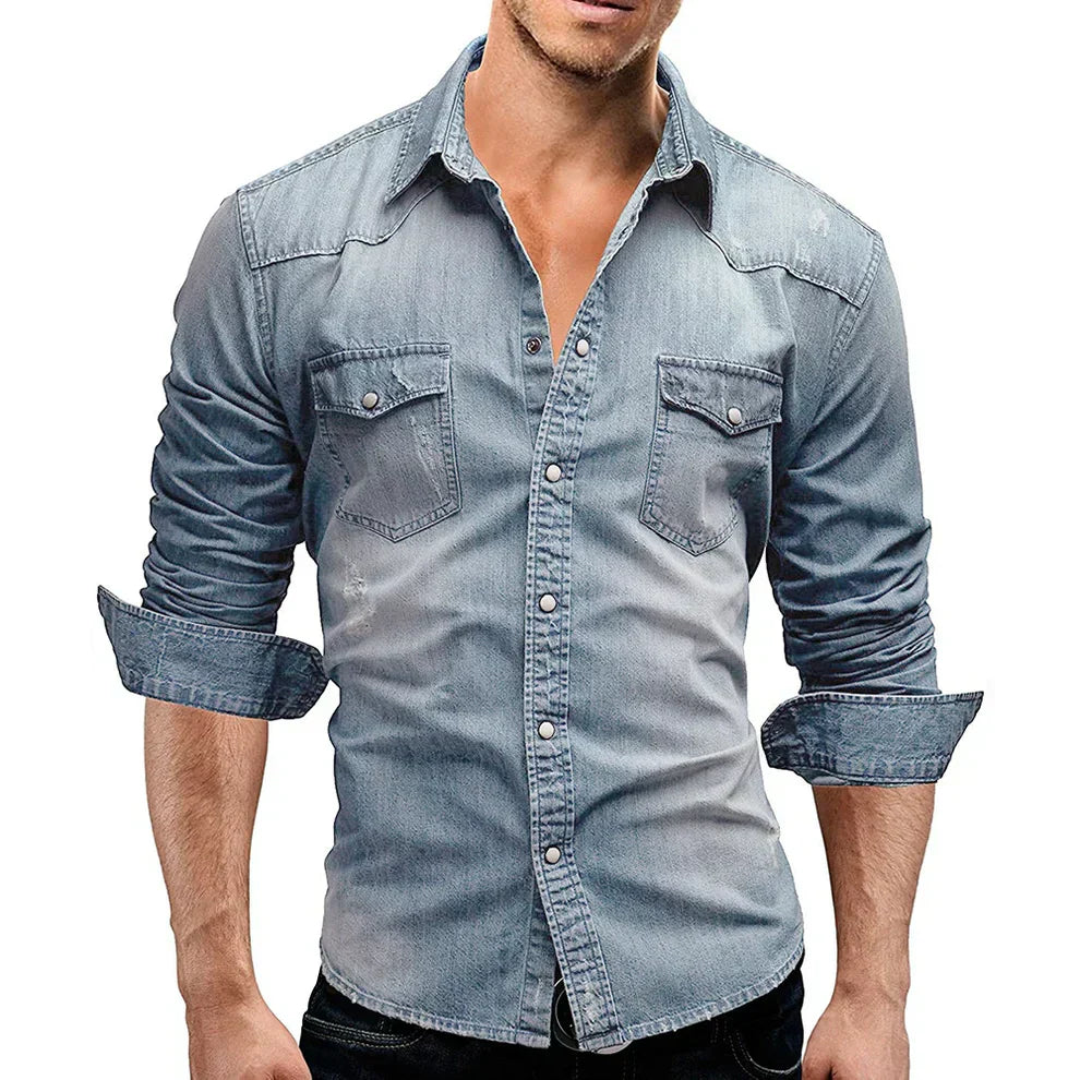Chemise Jean Décontractée pour Homme - PanierRoyale