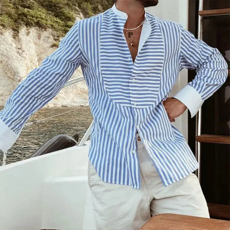 Chemise Homme Manche Longue Rayée Classique - BerlinGlamour