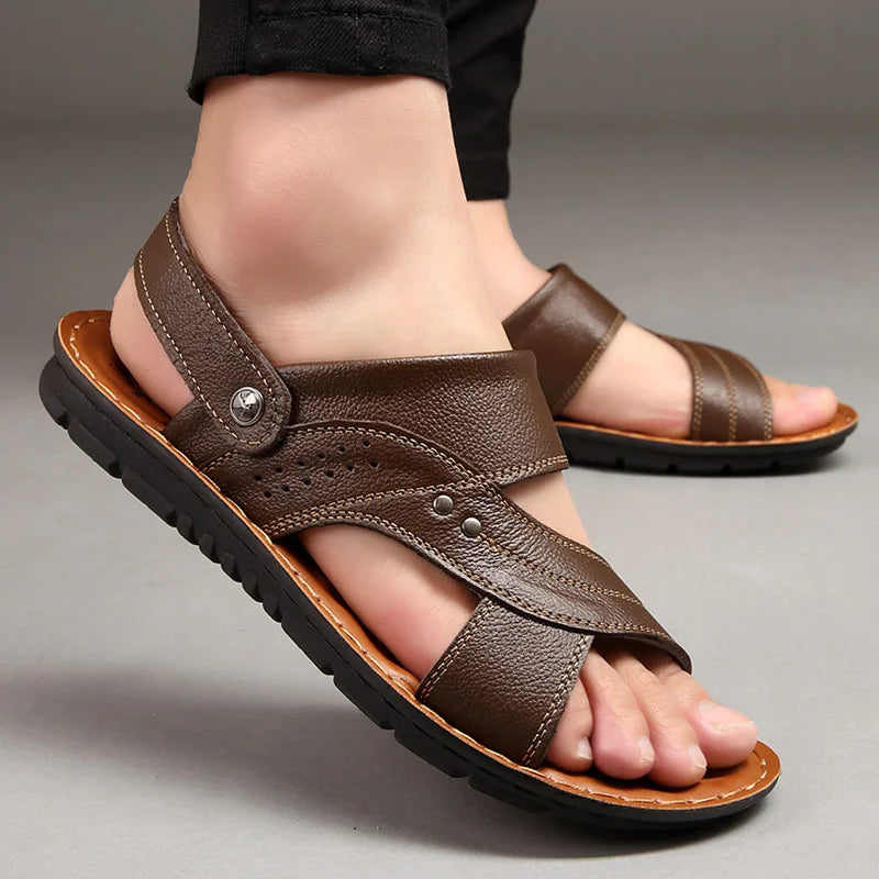 Sandales en Cuir Homme Confort pour Été