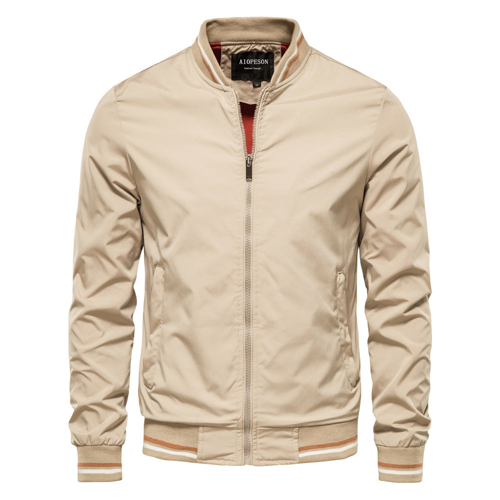Veste en cuir brun pour homme, col montant et fermeture éclair - PanierRoyale