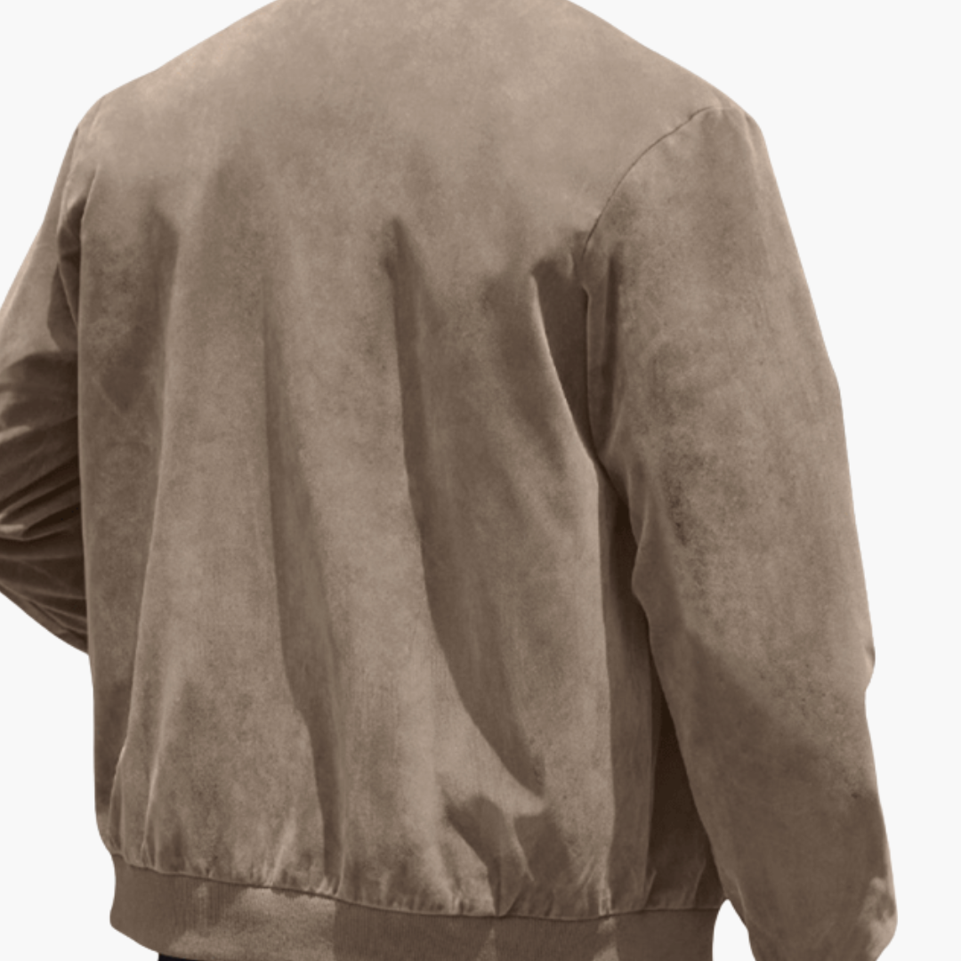 Blouson Homme Cuir Souple à Fermeture Éclair pour Automne