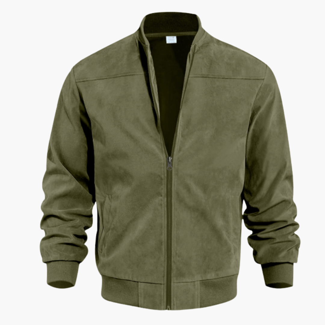 Blouson Homme Cuir Souple à Fermeture Éclair pour Automne