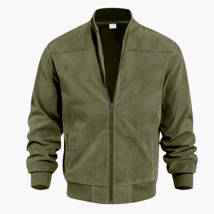 Blouson Homme Cuir Souple à Fermeture Éclair pour Automne