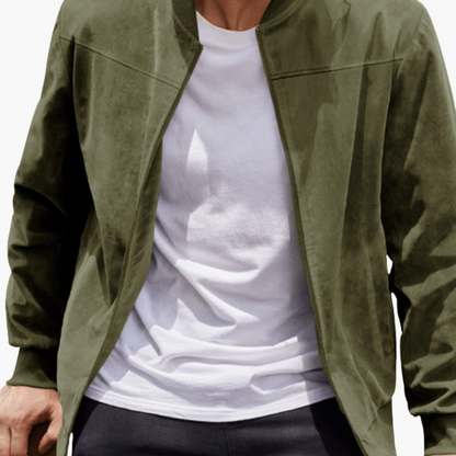 Blouson Homme Cuir Souple à Fermeture Éclair pour Automne