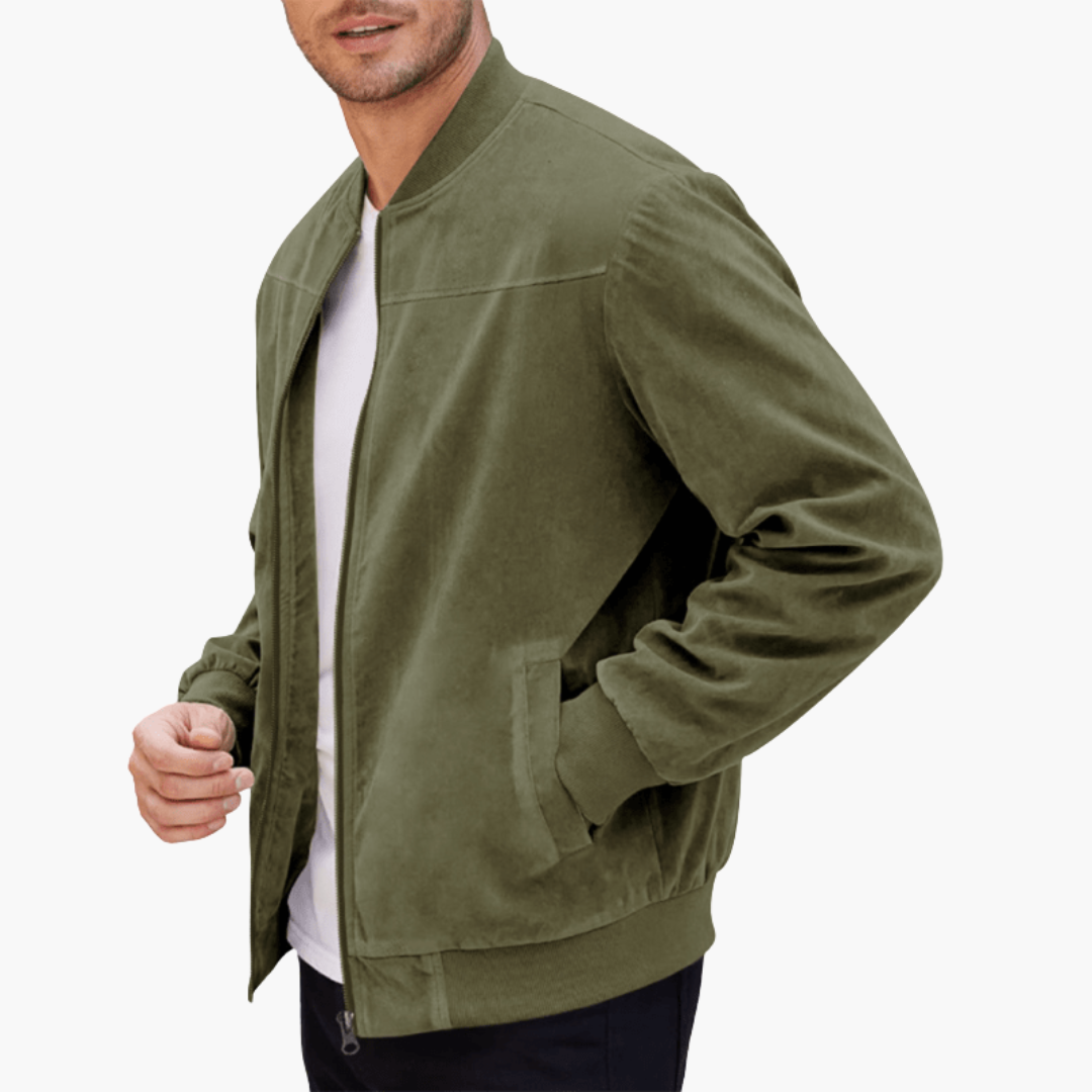 Blouson Homme Cuir Souple à Fermeture Éclair pour Automne