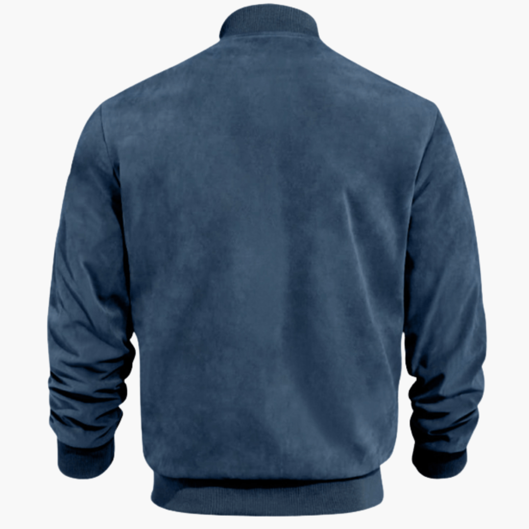 Blouson Homme Cuir Souple à Fermeture Éclair pour Automne
