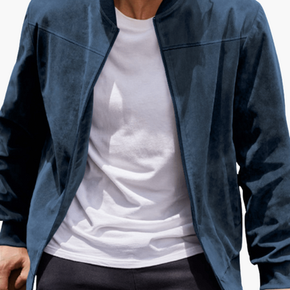 Blouson Homme Cuir Souple à Fermeture Éclair pour Automne