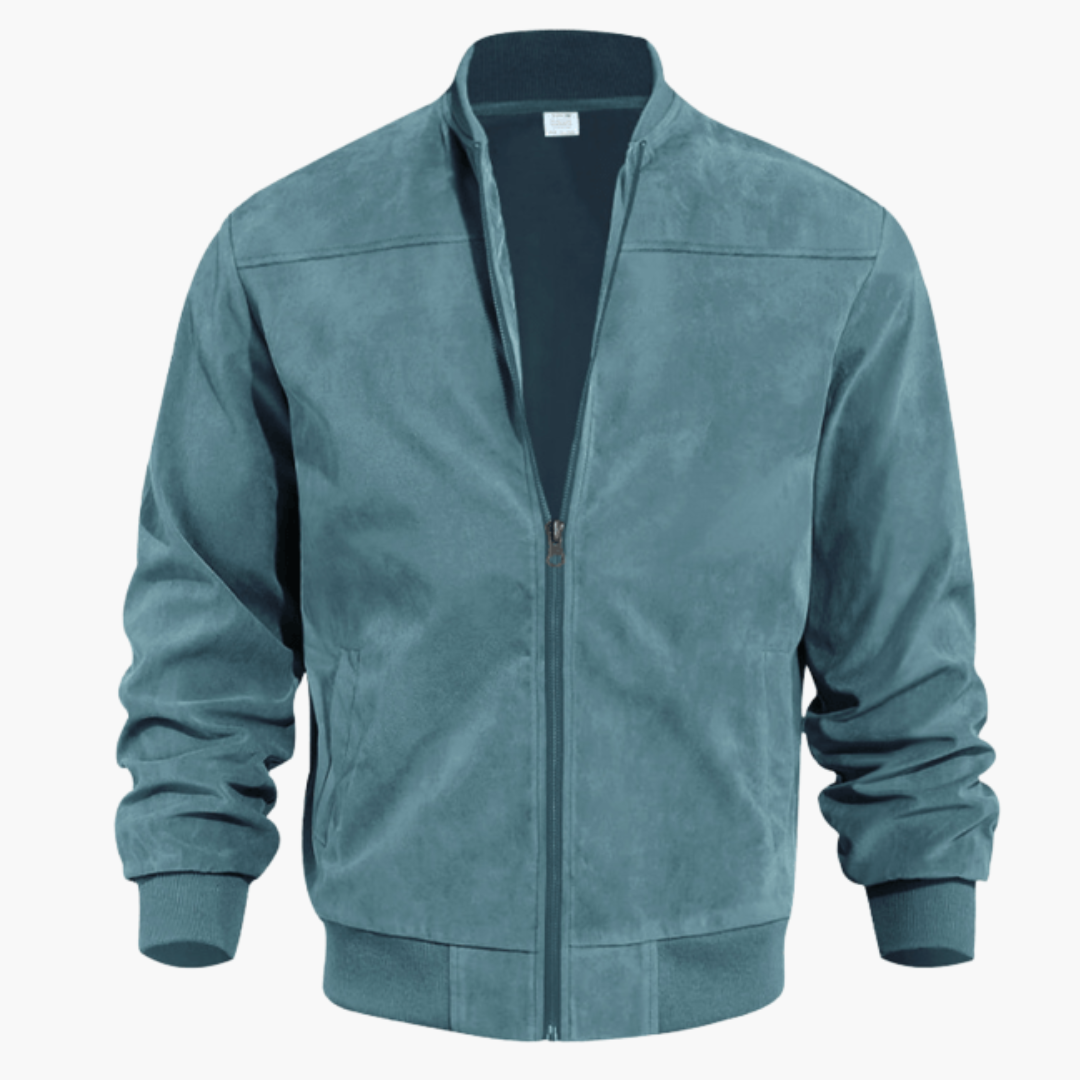 Blouson Homme Cuir Souple à Fermeture Éclair pour Automne