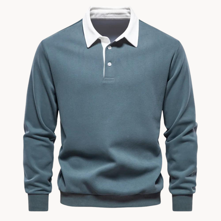 Pull à capuche décontracté avec col polo - vue 2