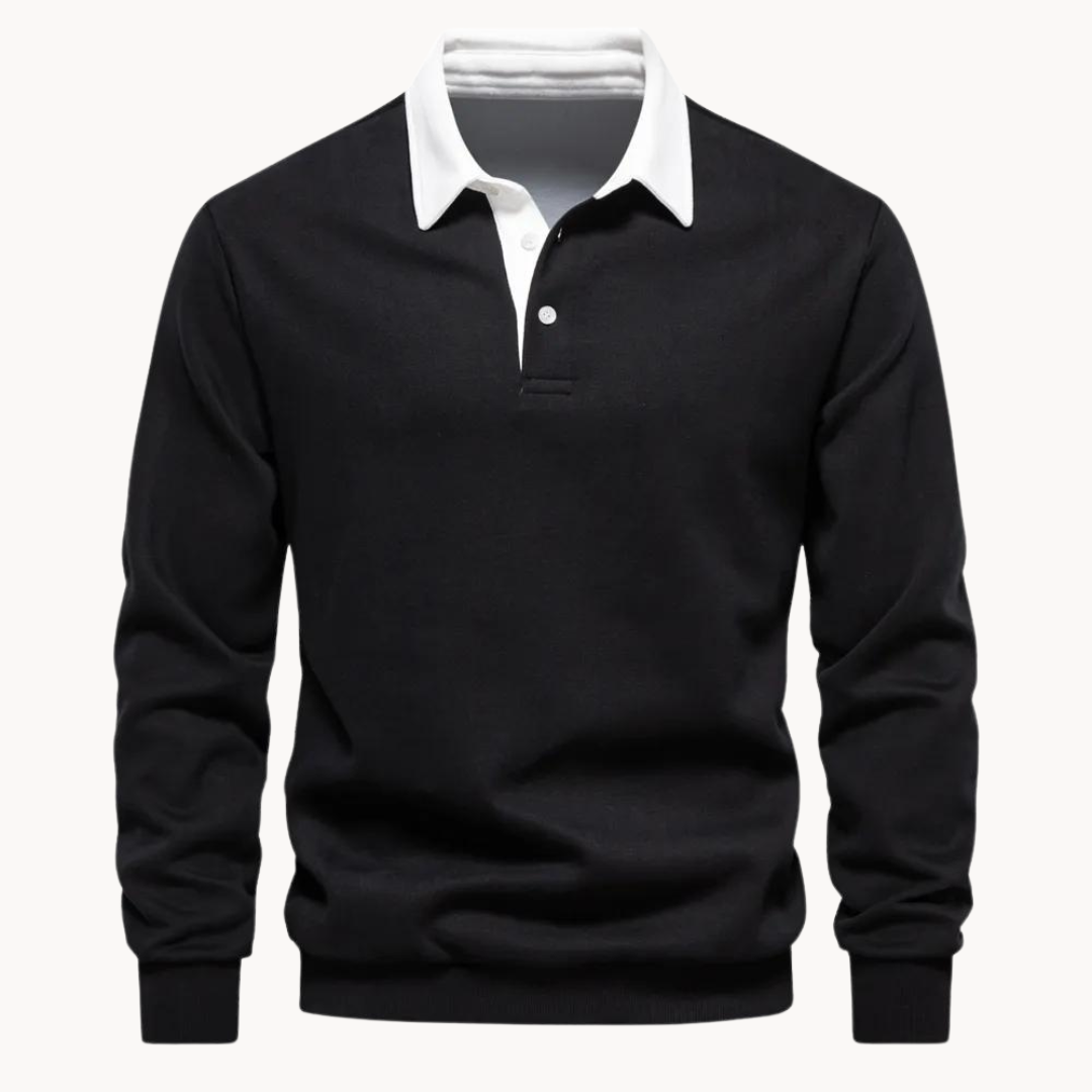 Pull à capuche décontracté avec col polo - vue 3