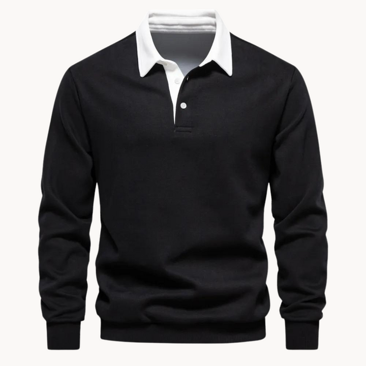 Pull à capuche décontracté avec col polo - vue 3