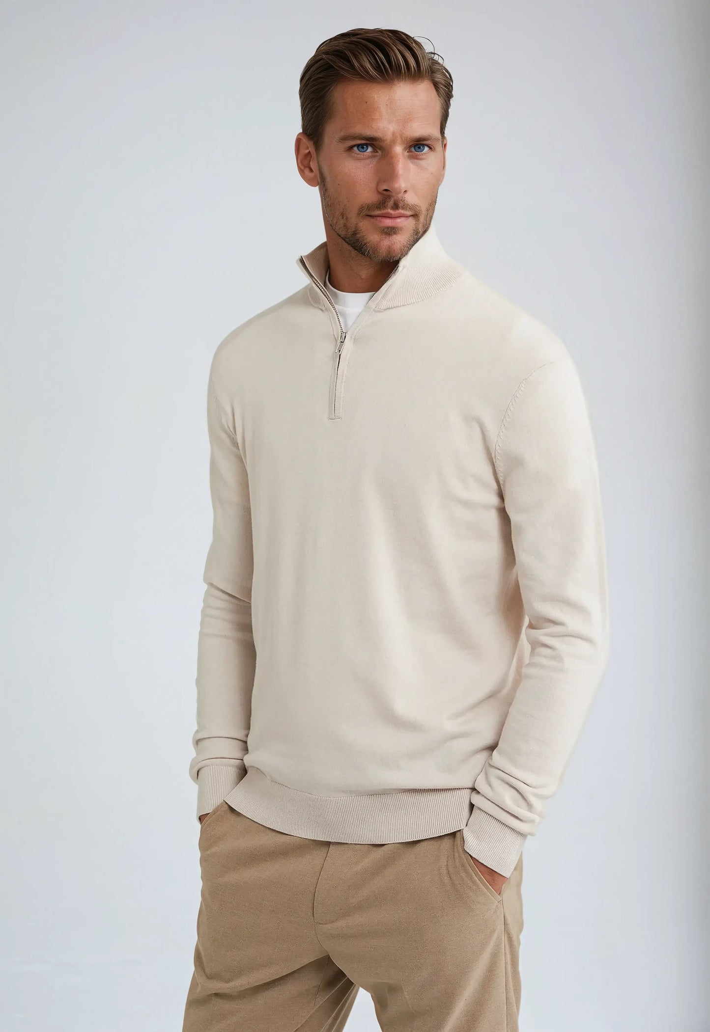 Pull Homme Décontracté à Fermeture Éclair