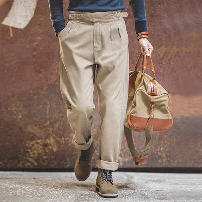 Pantalon Homme Plissé Avant Élégant