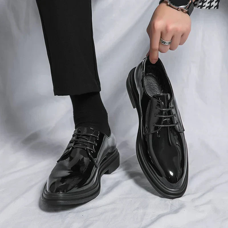 Richelieu homme cuir brillant noir