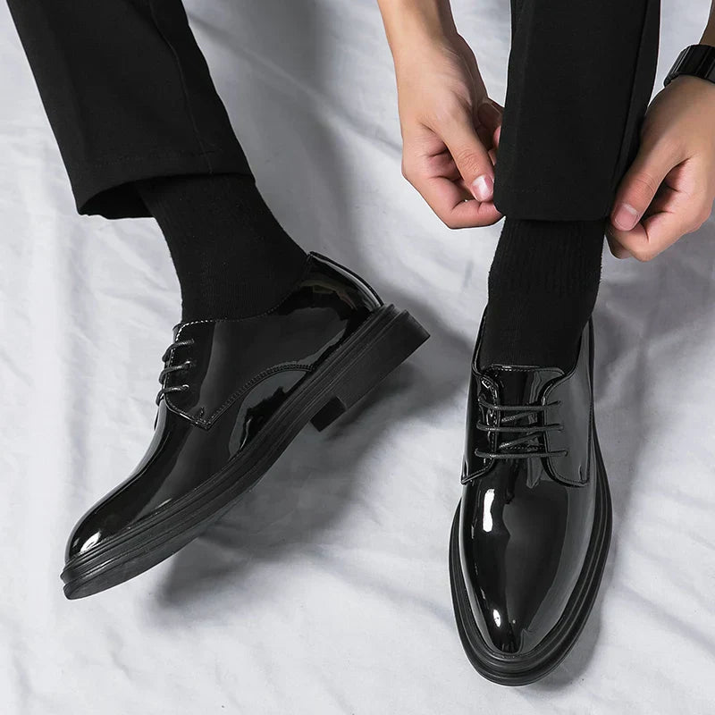 Richelieu homme cuir brillant noir