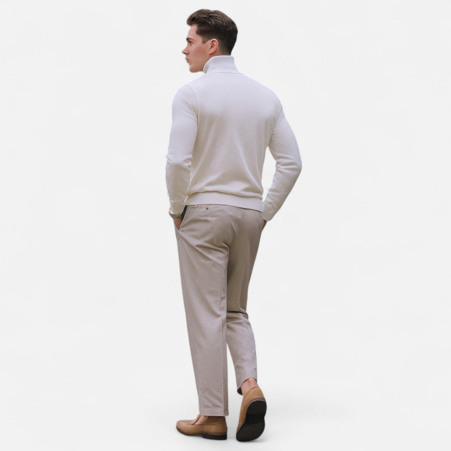 Pull Homme Col Zip Printemps Décontracté