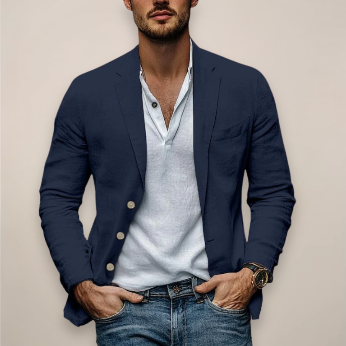 Blazer Homme Décontracté Été Style Moderne