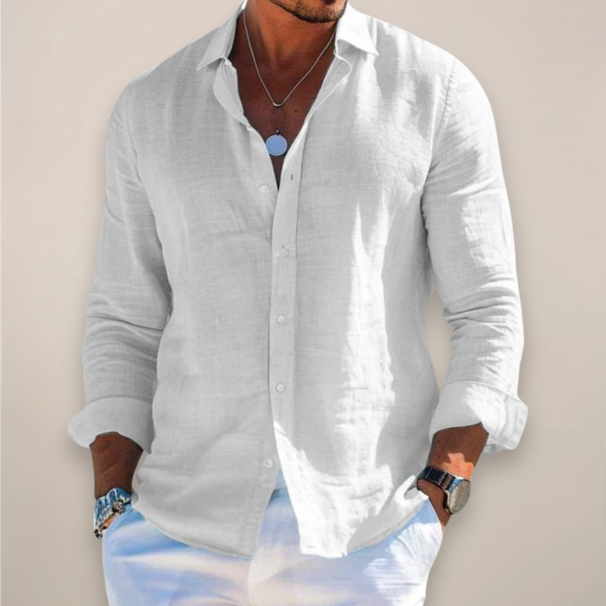 Chemise Homme Décontractée à Manches Longues Boutons
