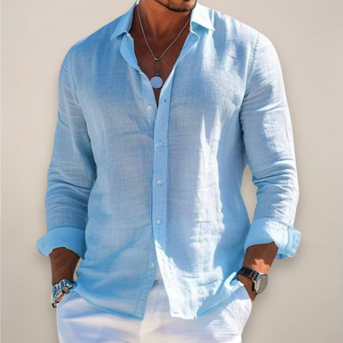 Chemise Homme Décontractée à Manches Longues Boutons