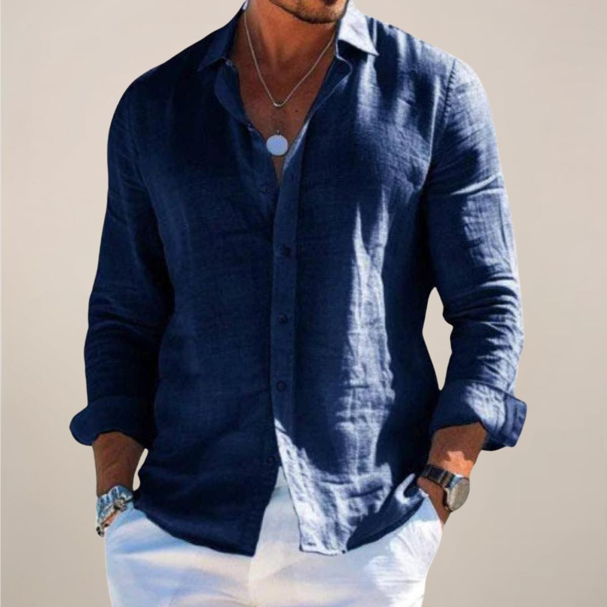 Chemise Homme Décontractée à Manches Longues Boutons