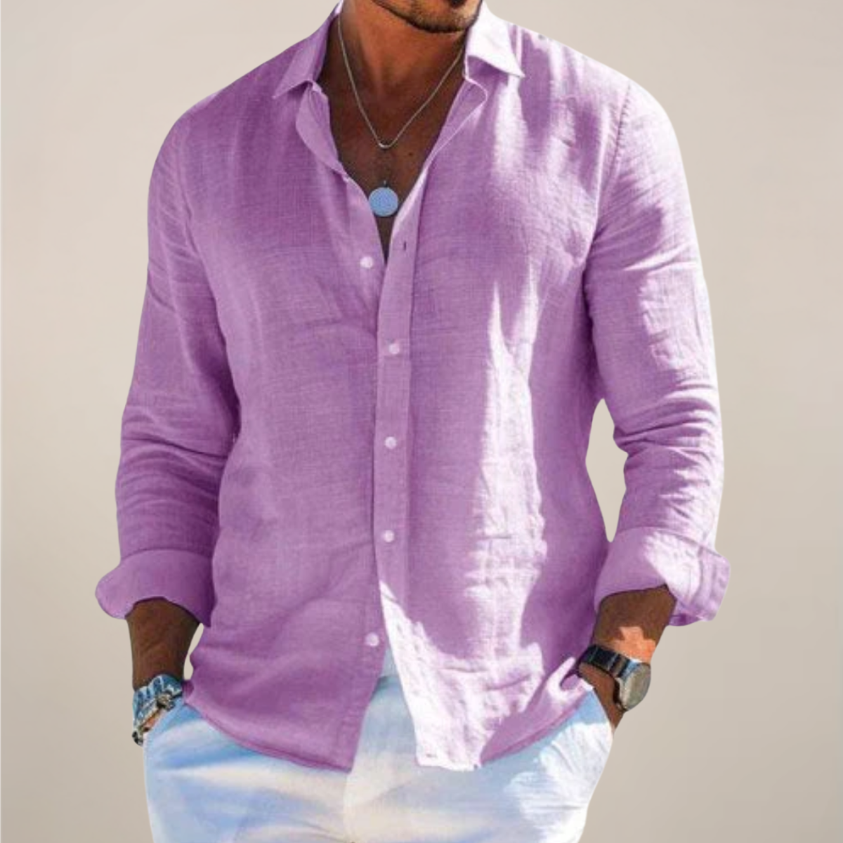 Chemise Homme Décontractée à Manches Longues Boutons