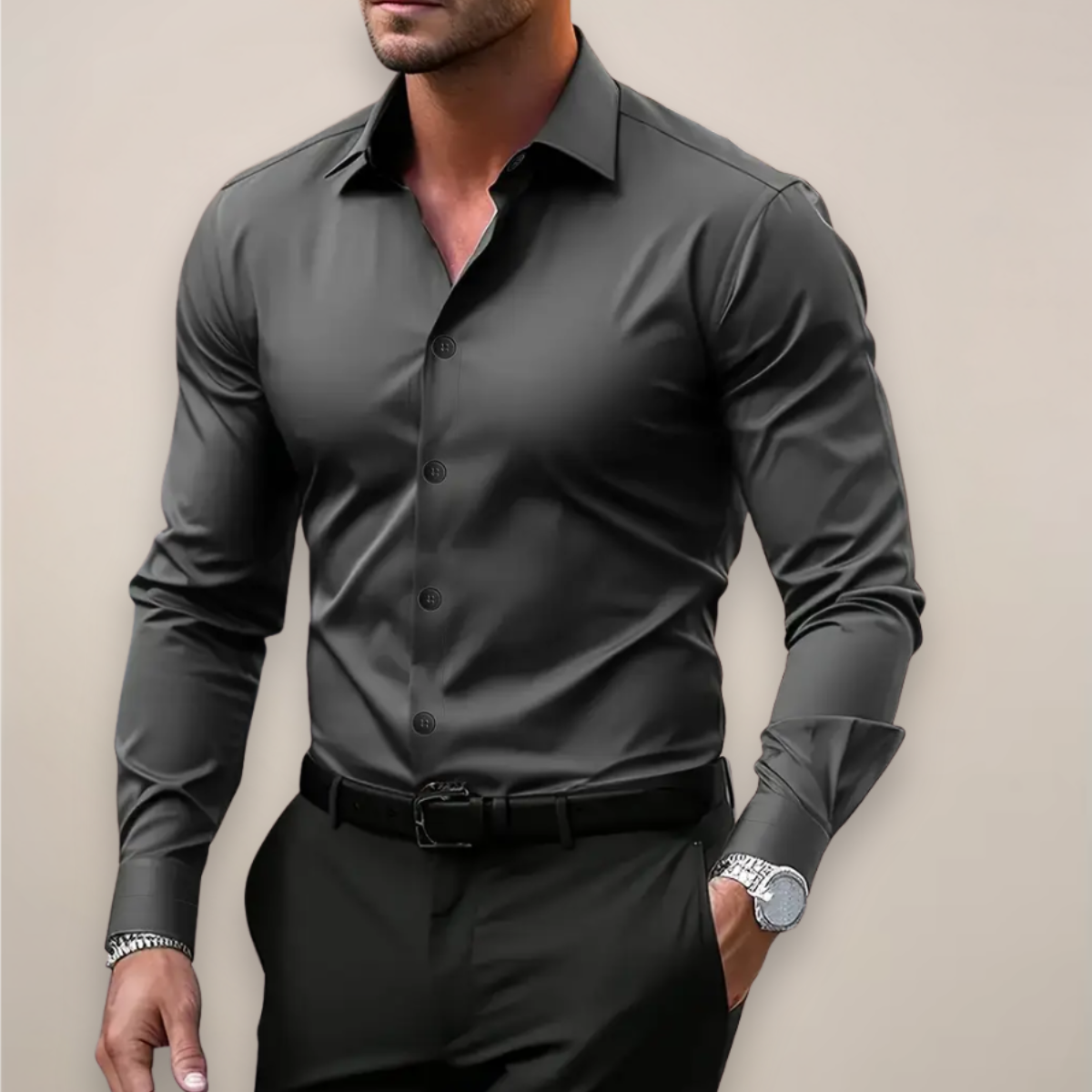 Chemise Homme Slim Fit Coton Printemps Élégant - BerlinGlamour