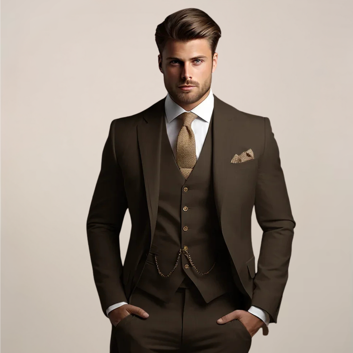 Costume Homme Printemps Classique 3 Pièces