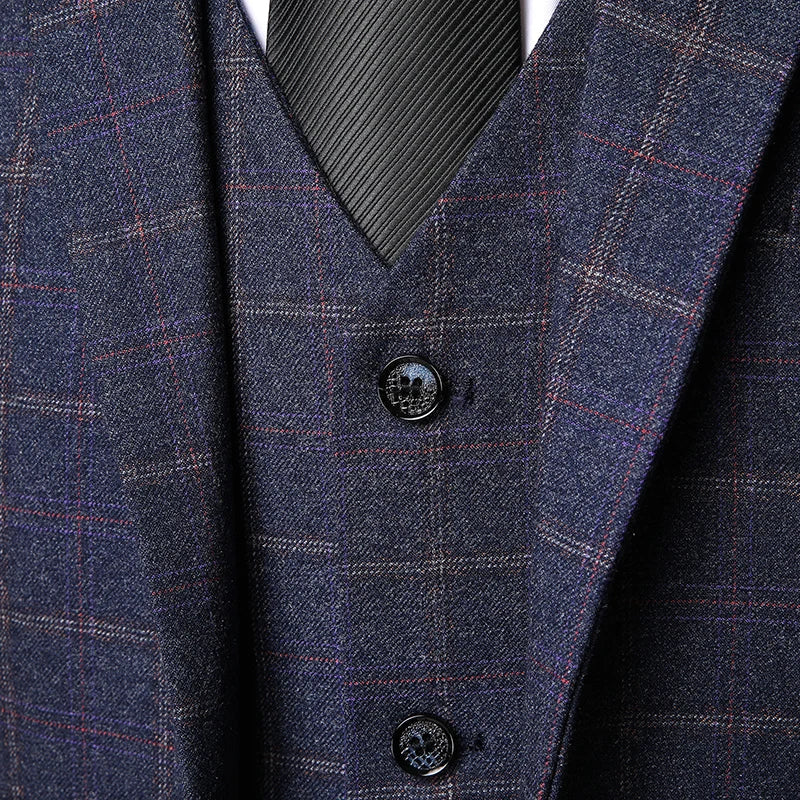 Costume Homme Carreaux Élégant Printemps