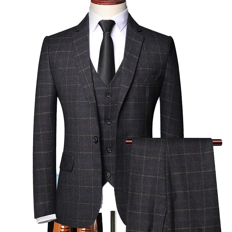 Costume Homme Carreaux Élégant Printemps