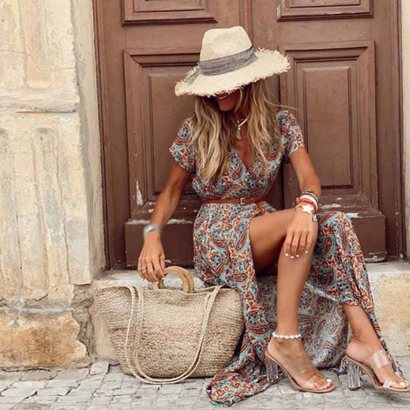 Robe de Soirée Chic Col en V Décolleté - PanierRoyale