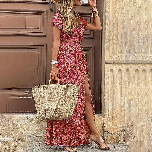 Robe Été Florale Legère avec Imprimé Coloré et Taille Décontractée - PanierRoyale