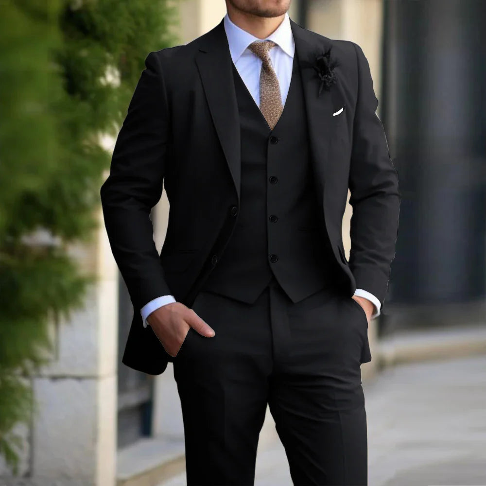 Costume Homme Classique 3 Pièces Noir Slim Fit