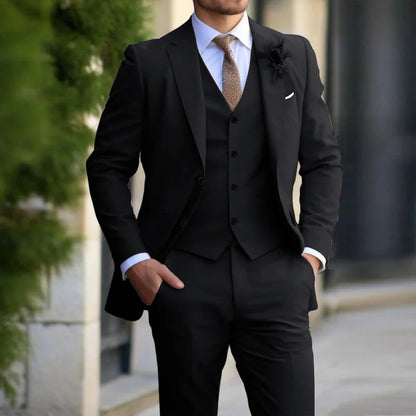 Costume Homme Classique 3 Pièces Noir Slim Fit