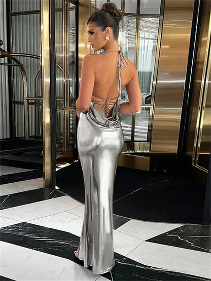 Robe de Soirée Longue Élégante avec Décolleté Profond