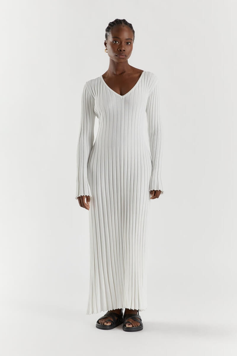 Robe Femme Élégante Col V en Maille Douce