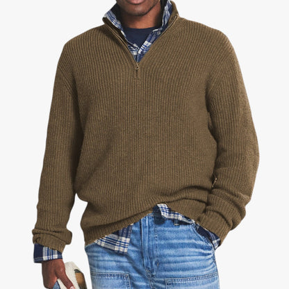 Pull Homme Laine Mérinos Col Montant Gris Foncé Hiver