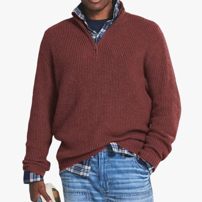 Pull Homme Laine Mérinos Col Montant Gris Foncé Hiver